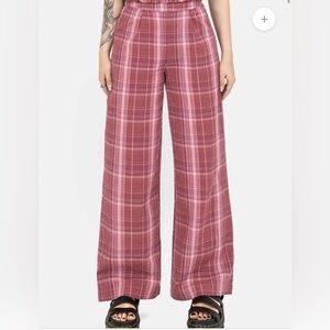 Disturbia plaid pink wide leg pants